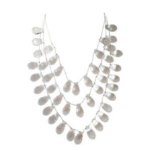 Vintage Teardrop Acrylic Crystal Dangle Layered Multi-Strand Necklace 16-18"